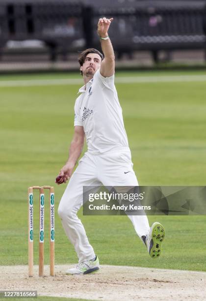 Steven Finn of Middlesex in delivery stride during day one of the pre-season friendly match between Northamptonshire and Middlesex at The County...