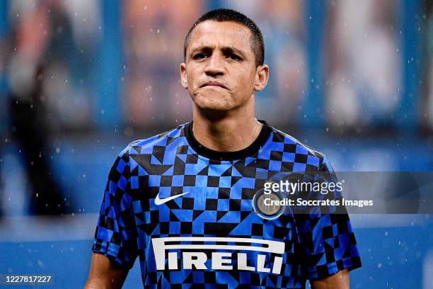 Alexis Sanchez of Internazionale during the Italian Serie A match between Internazionale v Napoli at the San Siro on July 28, 2020 in Milan Italy