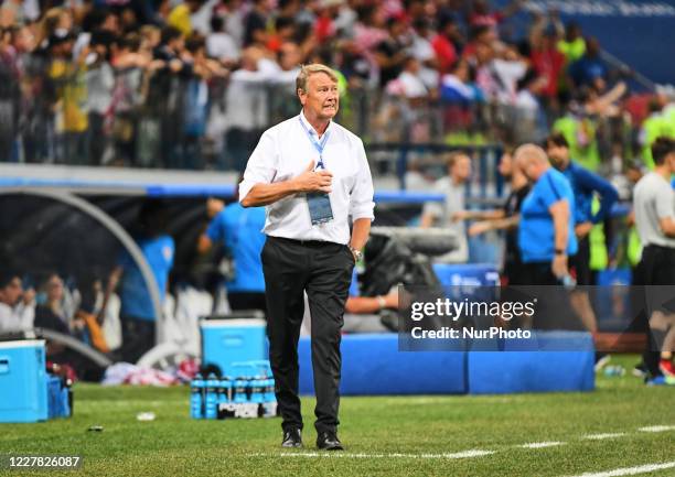 Aage Hareide during the FIFA World Cup match Denmark versus Croatia at Nizhny Novgorod Stadium, Nizhny Novgorod, Russia on July 1, 2018.