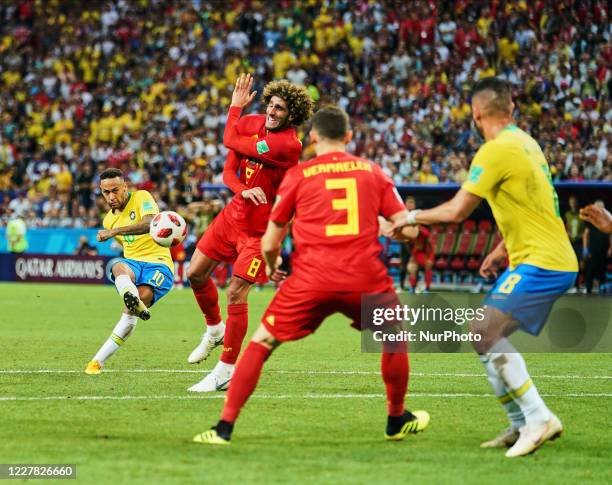 Neymar during the FIFA World Cup match Brazil versus Belgium at Kazan Arena, Kazan, Russia on July 6, 2018.