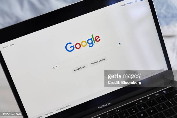 The Alphabet Inc. Google search page is displayed on a laptop computer in an arranged photograph taken in the Brooklyn Borough of New York, U.S., on...