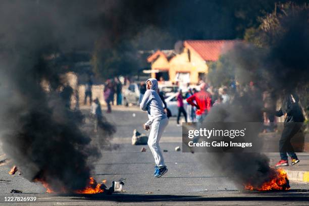 Greenfields residents demonstrate during a large scale protest action organised by the group Gatvol Capetonian on July 27, 2020 in Cape Town, South...