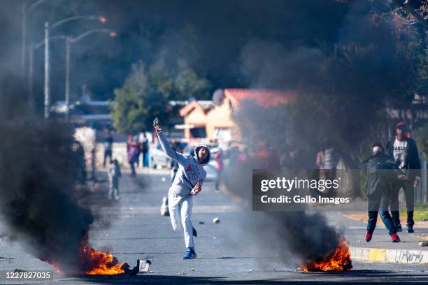 Greenfields residents demonstrate during a large scale protest action organised by the group Gatvol Capetonian on July 27, 2020 in Cape Town, South...