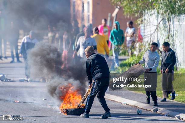 Greenfields residents demonstrate during a large scale protest action organised by the group Gatvol Capetonian on July 27, 2020 in Cape Town, South...