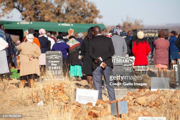 General view of a funeral on July 26, 2020 in Mahikeng, South Africa. It is reported that due to the COVID-19 pandemic, only 50 mourners are allowed...