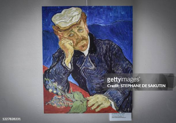 Picture taken on July 29, 2020 shows a portrait of doctor Paul Ferdinand Gachet by Dutch painter Vincent Van Gogh, in Auvers-sur-Oise, where the...
