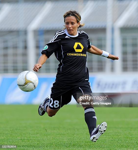 Sandra Smisek of Frankfurt during the Women's Bundesliga match between 1. FC Lok Leipzig and 1. FFC Frankfurt at the Bruno-Plache-Stadium on August...