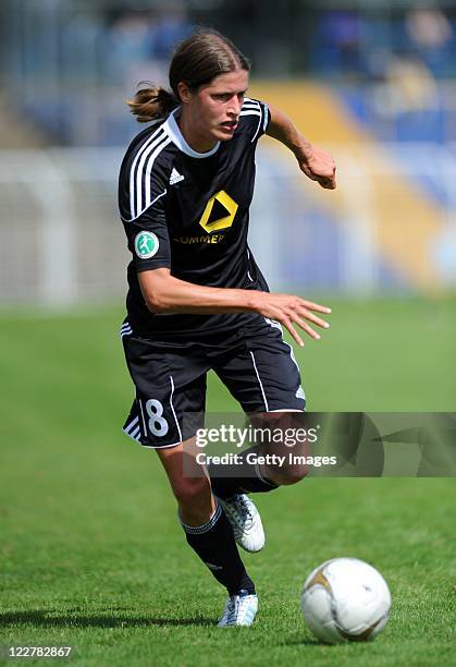 Kerstin Garefrekes of Frankfurt during the Women's Bundesliga match between 1. FC Lok Leipzig and 1. FFC Frankfurt at the Bruno-Plache-Stadium on...