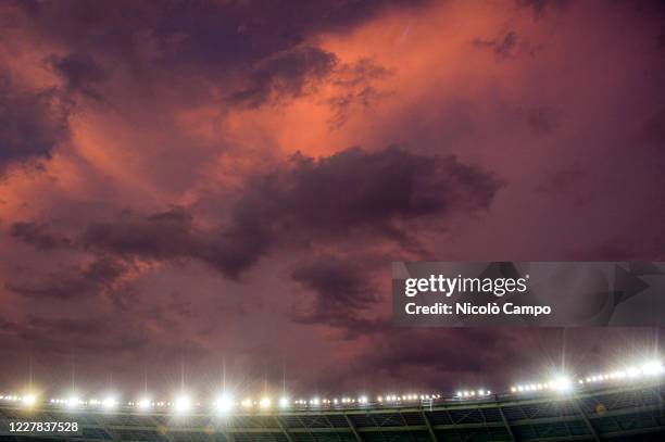 General view shows stadio Olimpico Grande Torino at sunset prior to the Serie A football match between Torino FC and AS Roma. AS Roma won 3-2 over...