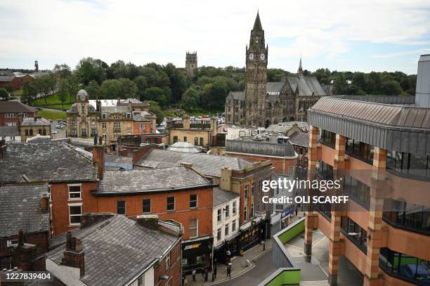 View of Rochdale city centre, greater Manchester, northwest England on July 30, 2020. - Rochdale reportedly faces harsher lockdown measures being...