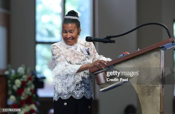 Civil rights leader Xernona Clayton, the god mother of John Lewis' son John-Miles Lewis, speaks during the funeral service of the late Rep. John...