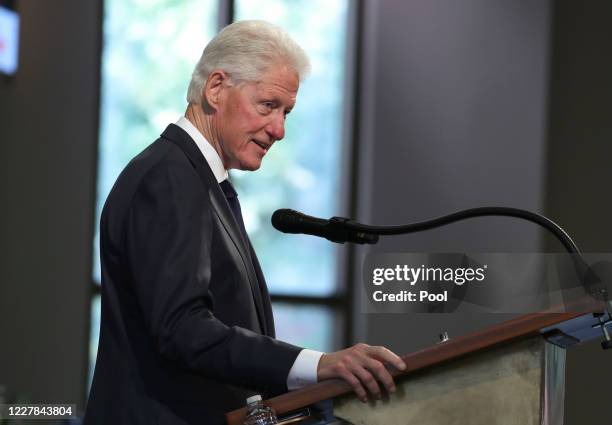 Former U.S. President Bill Clinton speaks during the funeral service of the late Rep. John Lewis at Ebenezer Baptist Church on July 30, 2020 in...
