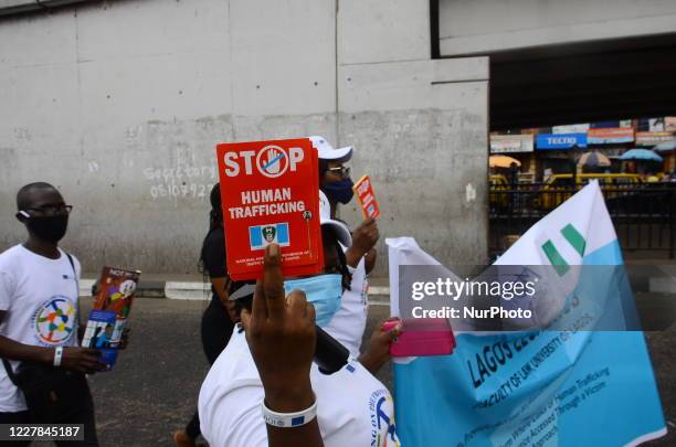 Mindful Giving Changes Lives Activists, walk in recognition of the World Day Against Trafficking in Persons in Lagos, on July 30, 2020.