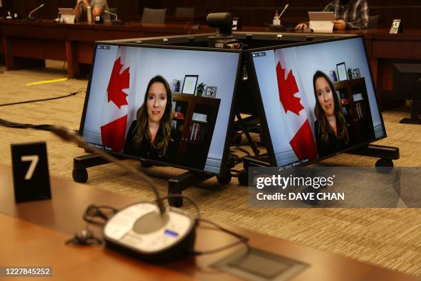 Katie Telford, Chief of Staff to Canada's Prime Minister Justin Trudeau testifies via video conference during a House of Commons Standing Committee...