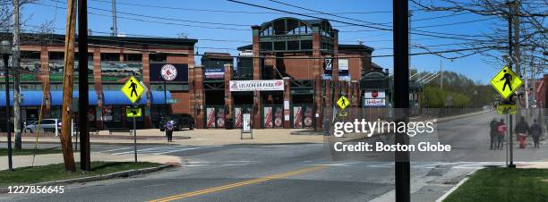 LeLacheur Park, home of the Red Sox minor league affiliate Lowell Spinners, in Lowell, MA on May 15, 2020. The cancellation of the entire 2020 minor...