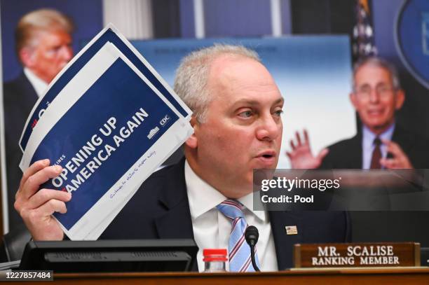 Ranking member of the House Select Subcommittee on the Coronavirus Crisis House Minority Whip Steve Scalise speaks during a hearing on July 31, 2020...
