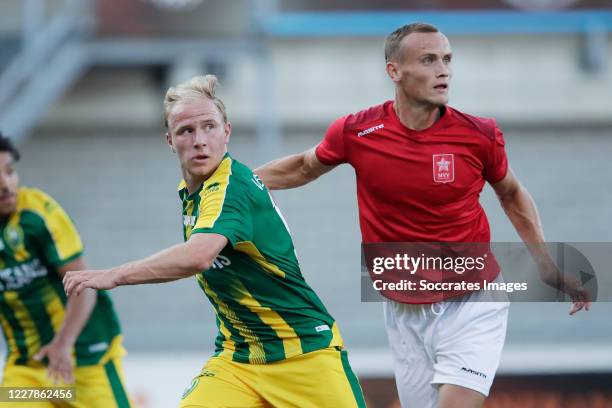 Evan Rottier of ADO Den Haag, Tom Plezier of MVV Maastricht during the Club Friendly match between MVV Maastricht v ADO Den Haag at the Geusselt on...