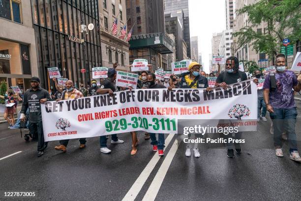 Peaceful rally Take your knee off our necks seen on 5th Avenue in front of Trump tower. The rally was organized by Crisis Action Center. There were...