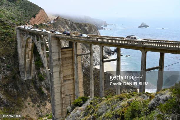 View of the Bixby Creek Bridge, on the Big Sur coast of California, on August 1, 2020 amid the coronavirus outbreak.