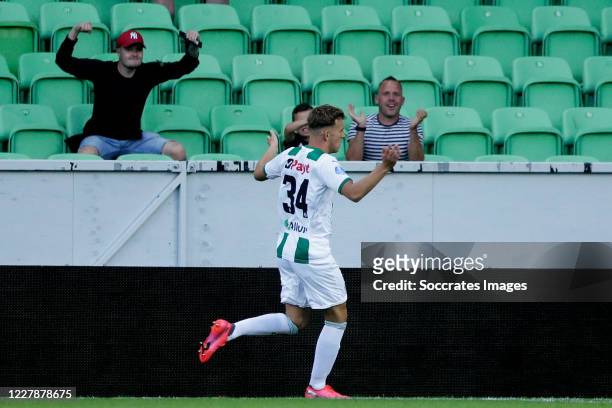 Kian Slor of FC Groningen celebrates 1-0 during the Club Friendly match between FC Groningen v Heracles Almelo at the Hitachi Capital Mobility...