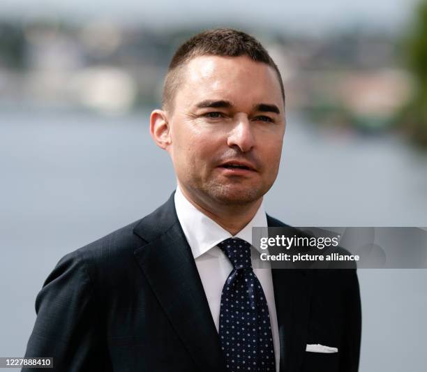 July 2020, Schleswig-Holstein, Flensburg: Investor Lars Windhorst from Tennor Holding is standing at the pier of the Flensburger...