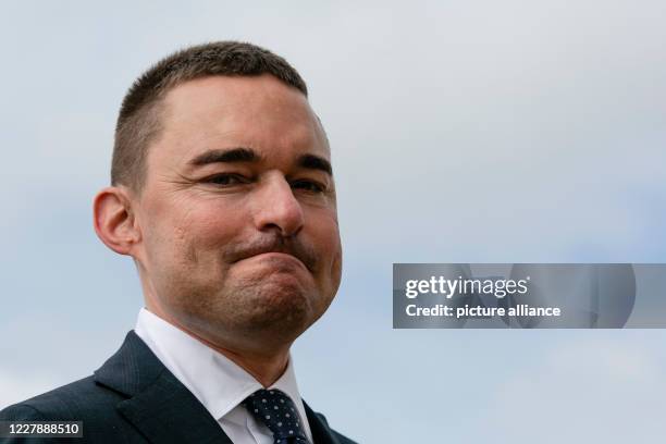 July 2020, Schleswig-Holstein, Flensburg: Investor Lars Windhorst from Tennor Holding is standing at the pier of the Flensburger...