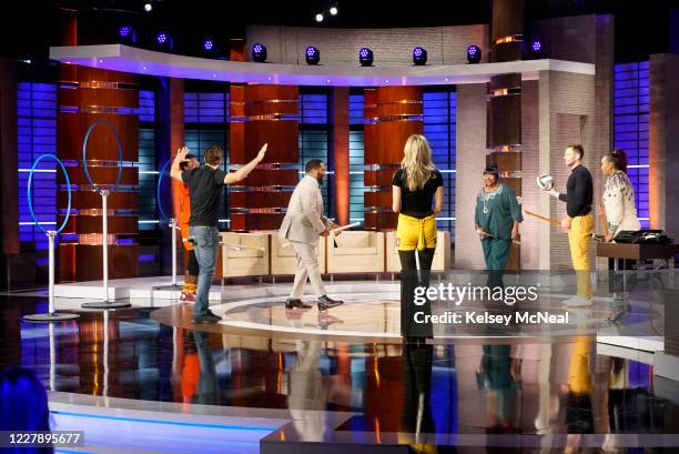 Actor, comedian and host of ABC's "Card Sharks," Joel McHale, actor Oliver Hudson, comedian Nikki Glaser and actress Vivica A. Fox make up the...