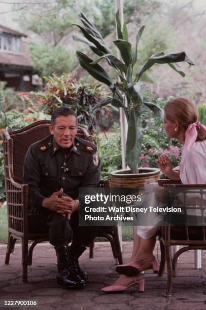 Panamanian General Omar Torrijos Herrera being interviewed by Barbara Walters for ABC News.