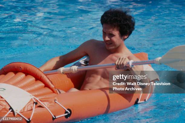 Billy Crystal competing in rowing competiton on the ABC tv special 'The Battle of the Network Stars III'.