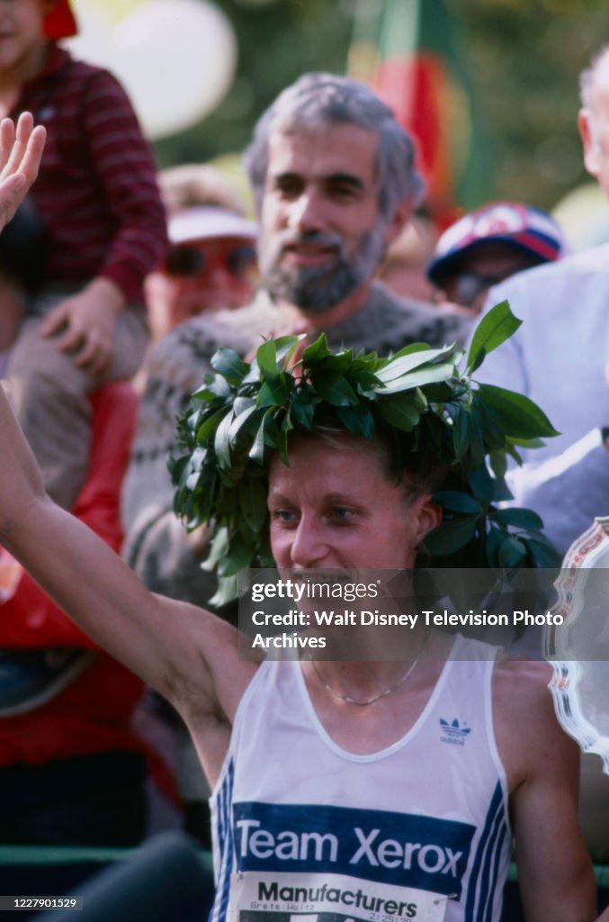 Grete Waitz, Women's Winner Of The 1984 New York City Marathon With Ed Koch