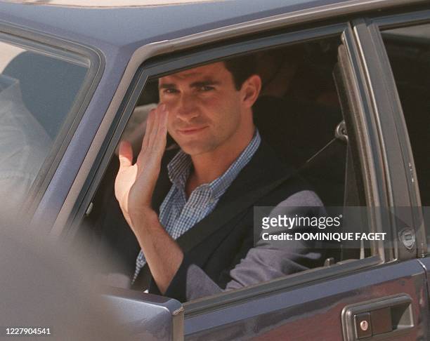 Spanish Prince Felipe leaves the Ruber Hospital in Madrid 17 July. His sister, the eldest daughter of King Juan Carlos and Queen Sofia, Princess...