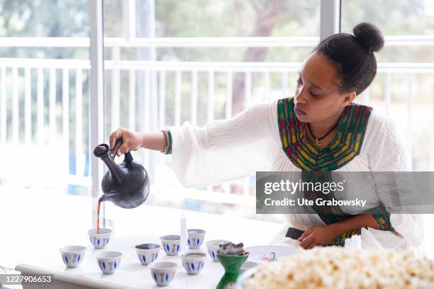 Coffee Ceremony in a traditional way on December 03, 2019 in Adis Abeba, Ethiopia.