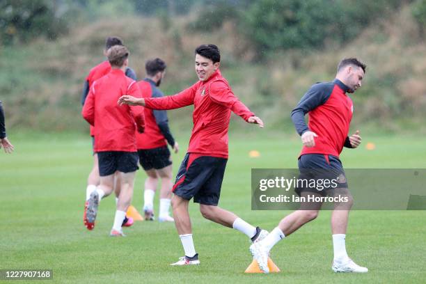 Luke O'Nien during a Sunderland AFC training session at The Academy of Light on August 4, 2020 in Sunderland, England.