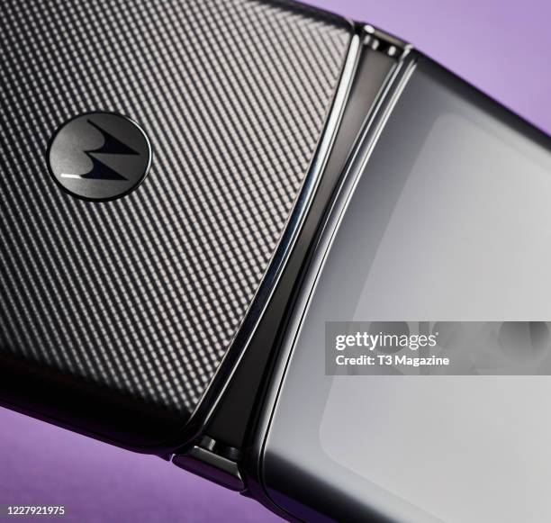 Detail of a Motorola Razr smartphone, taken on January 24, 2020.