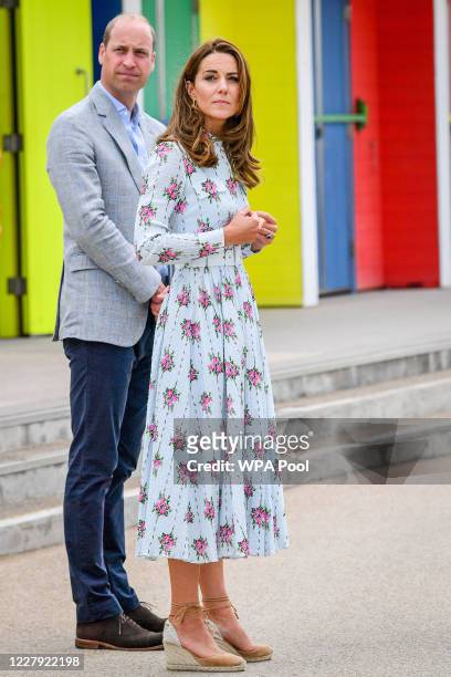 Prince William, Duke of Cambridge and Catherine, Duchess of Cambridge on the promenade as they visit beach huts during their visit to Barry Island,...
