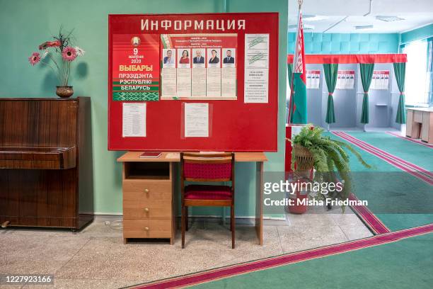 Polling place open for early voting on August 05, 2020 in Minsk, Belarus. After an early voting period, most Belorussians head to the polls on August...