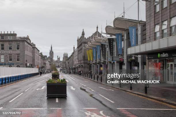 The streets are deserted in Aberdeen, eastern Scotland on August 5 following the announcement that a local lockdown has been imposed on the city...