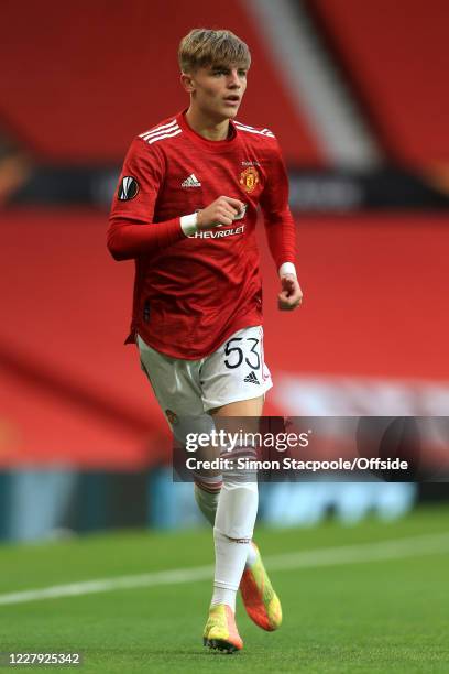 Brandon Williams of Man Utd during the UEFA Europa League round of 16 second leg match between Manchester United and LASK at Old Trafford on March...