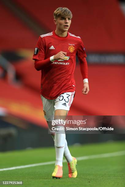 Brandon Williams of Man Utd during the UEFA Europa League round of 16 second leg match between Manchester United and LASK at Old Trafford on March...