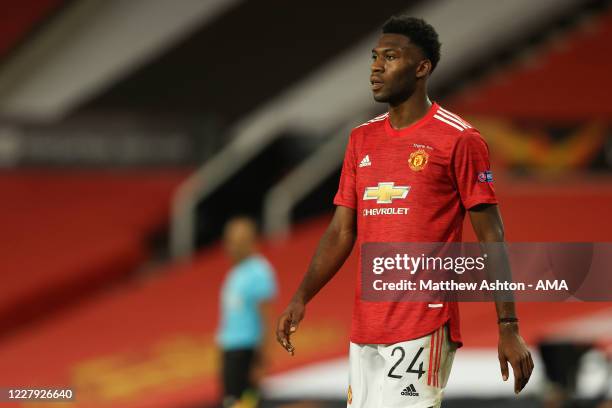 Timothy Fosu-Mensah of Manchester United during the UEFA Europa League round of 16 second leg match between Manchester United and LASK at Old...