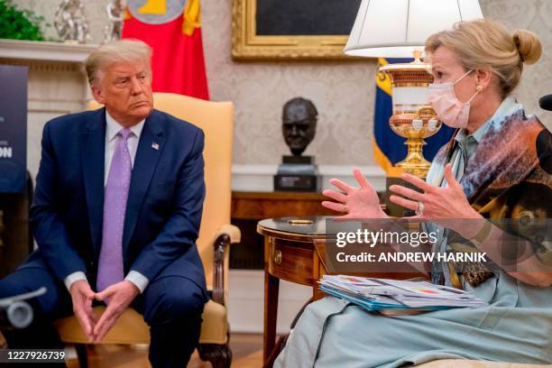 Response coordinator for White House Coronavirus Task Force Deborah Birx speaks during a meeting between US President Donald Trump and Arizona...