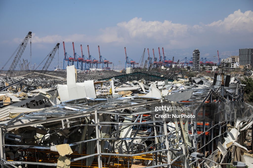 Port Explosion Damaged buildings at the port are seen the day after a massive... News ...
