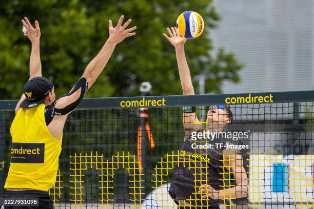 Philipp-Arne Bergmann and Julius Thole during a group match of qualification for the German Championships 2020 on July 25, 2020 in Duesseldorf,...
