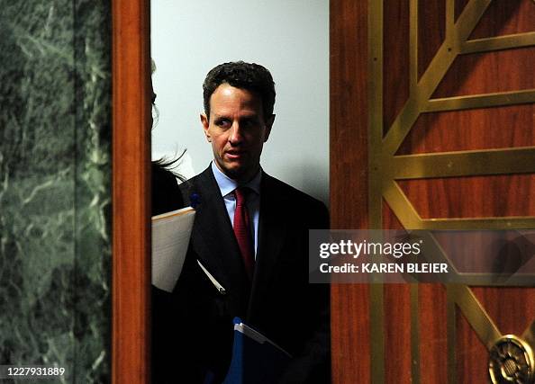 Tim Geithner Treasury Secretary Tim Geithner is seen in the anter room before ...