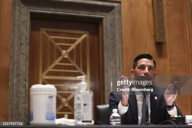 Chad Wolf, acting secretary of the Department of Homeland Security , speaks during a Senate Homeland Security and Governmental Affairs Committee...