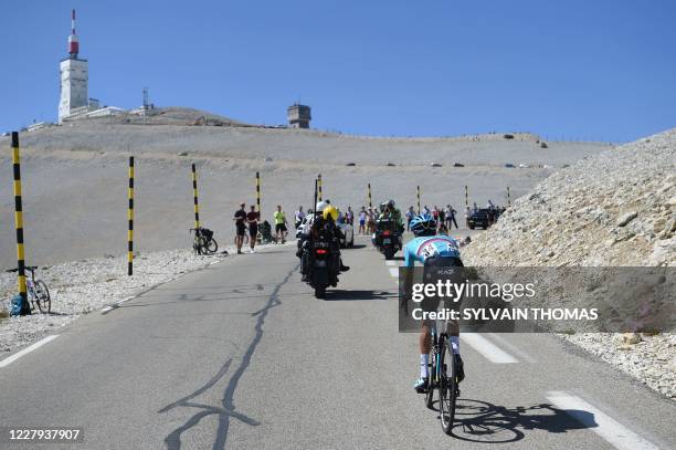 Russia's Aleksandr Vlasov of Team Astana rides during the Mont Ventoux Denivele Challenge on August 6 at the Mont Ventoux, southern France. - Mont...