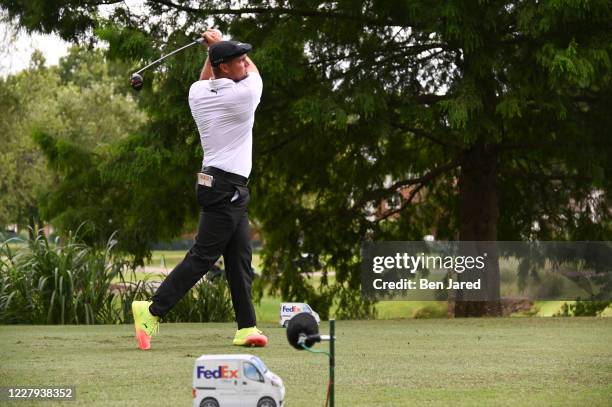 Bryson DeChambeau swing sequence on the 12th tee during the first round of the World Golf Championships-FedEx St. Jude Invitational at TPC Southwind...