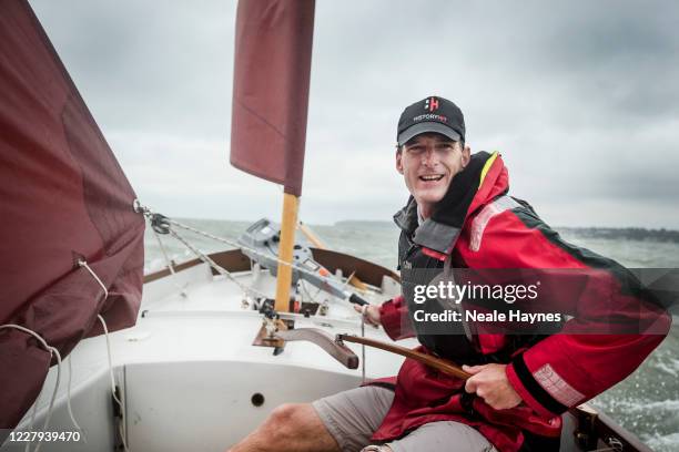 Tv presenter Dan Snow is photographed for the Daily Mail on September 24, 2018 sailing on the Solent, England.