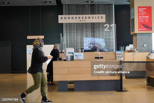 July 2020, Denmark, Aarhus: View of a counter in the Bürgeramt in DOKK1. Photo: Jörg Carstensen/dpa