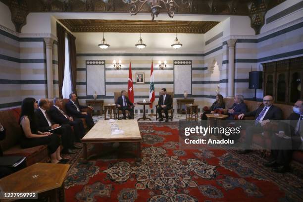 Turkish Vice President Fuat Oktay visits Prime Minister Hassan Diab in Beirut, Lebanon on August 08, 2020.